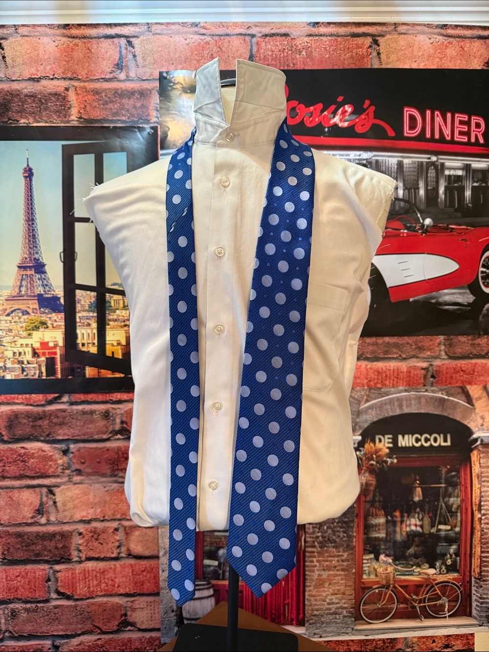 Stacy Adams Navy Blue Polka Dot Dress Shirt